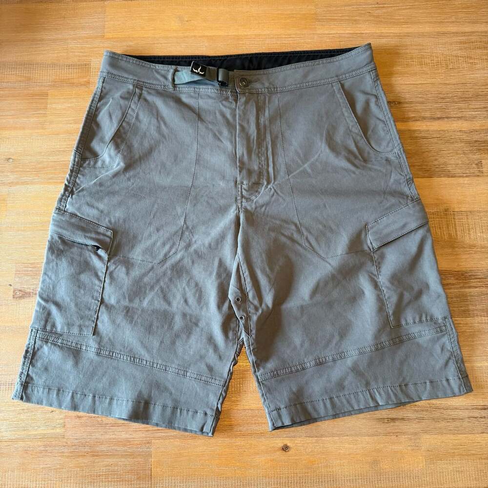 Prana Cargo Shorts Size L Gray Nylon Spandex Hiking Gorpcore
